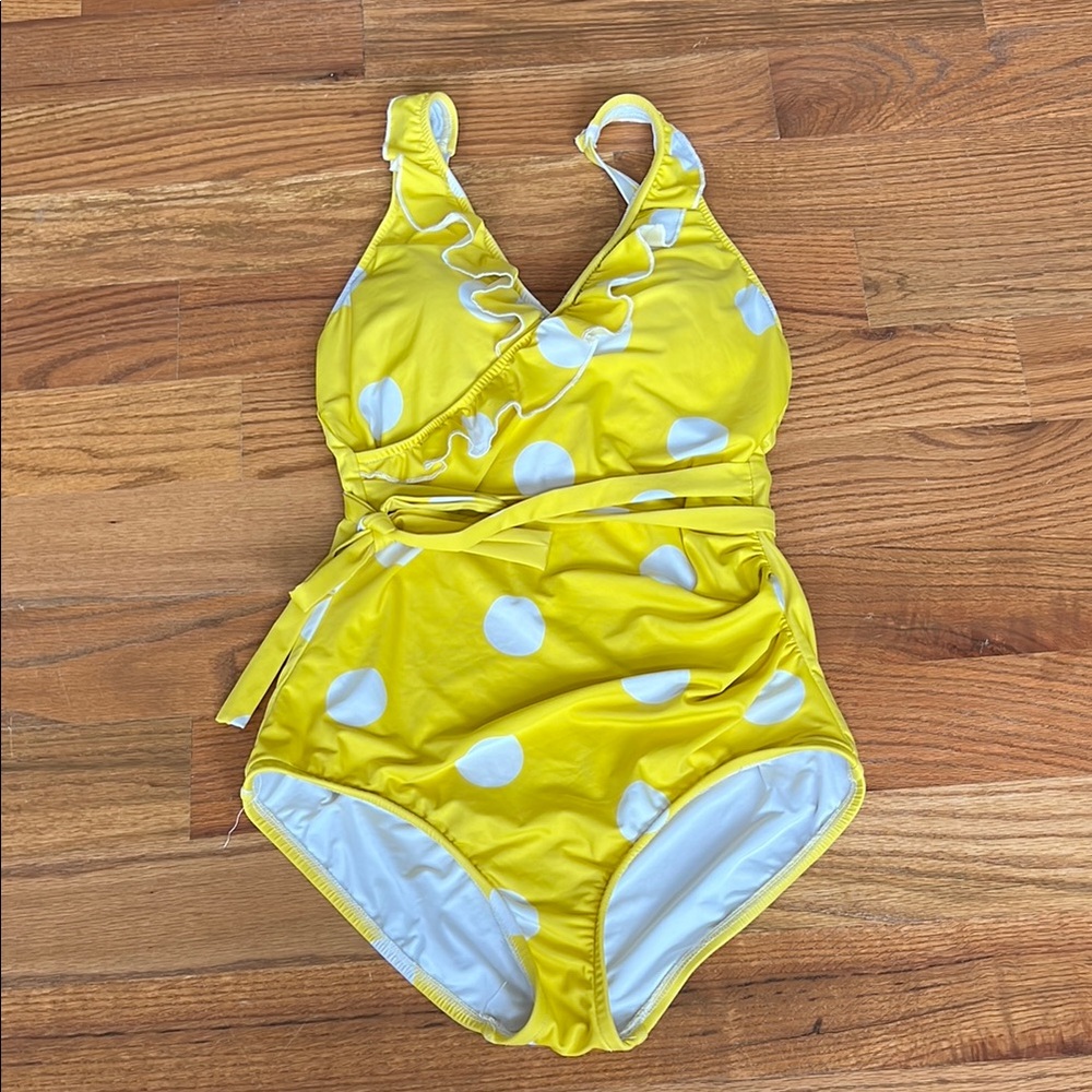 Jessica Rey swimwear Yellow Polka Dot Swimsuit one piece S